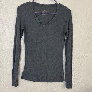 Cuddl Duds XS Dark Grey Long Sleeve V-Neck Top
